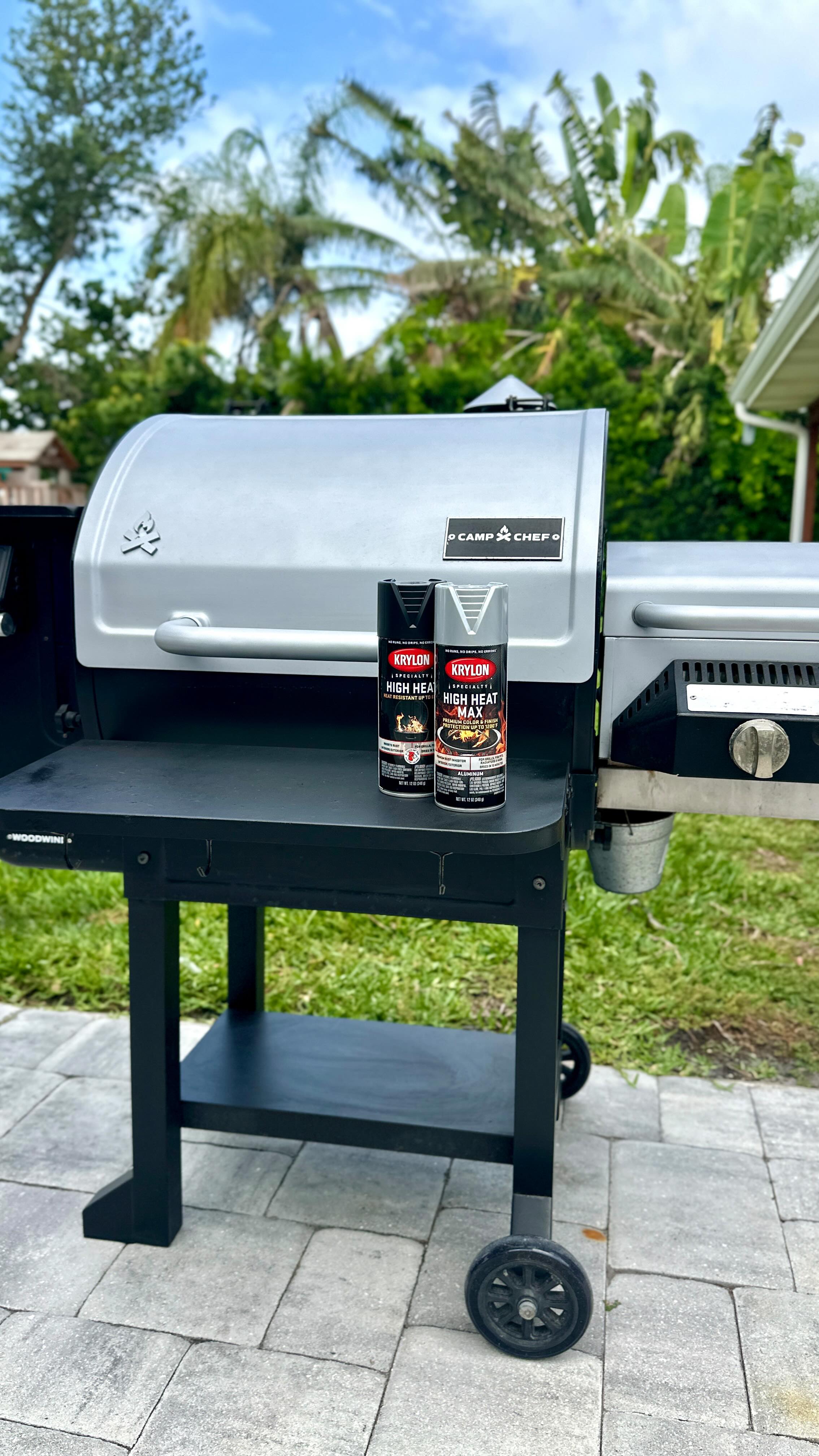 Instagram post by @mrsashleyfrench for Krylon. Caption reads: This grill transformation is my new favorite spray....