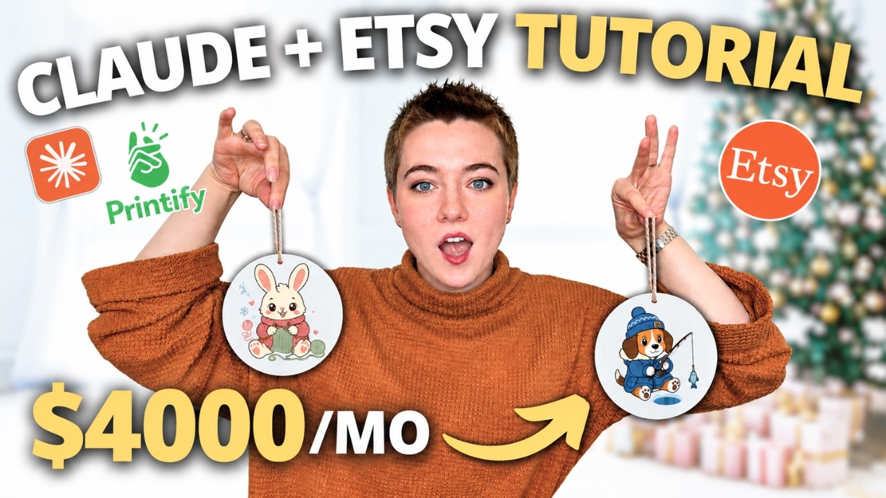 YouTube post by @hannahebeling for Kittl. Caption reads: [...] bestseller from scratch using Claude AI,....