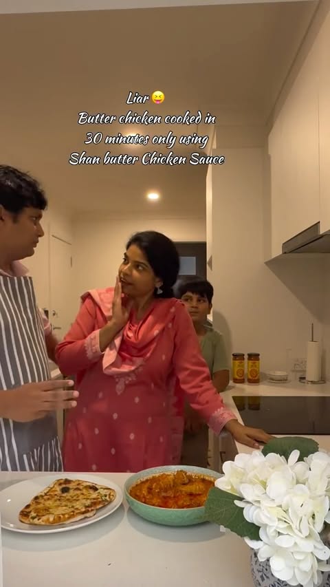 Instagram post by @anjums_dastarkhan for Shan Foods. Caption reads: [...] delicious butter chicken for me using....