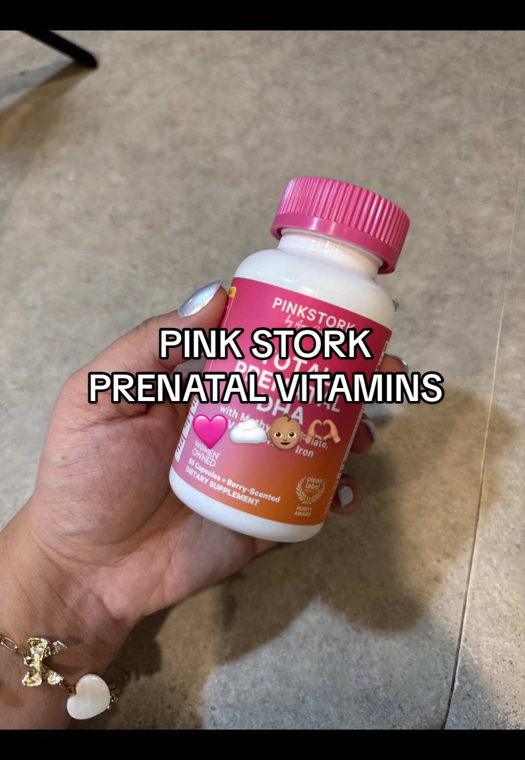 TikTok post by @lexi.rene14 for Pink Stork. Caption reads: [...] prenatal vitamins so far and @Pink Stork....