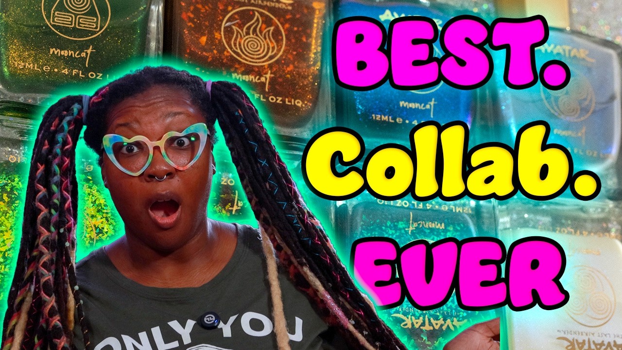 YouTube post by @NicoleLovesNails for Beyond Polish. Caption reads: Mooncat x Avatar The Last Airbender Collab....