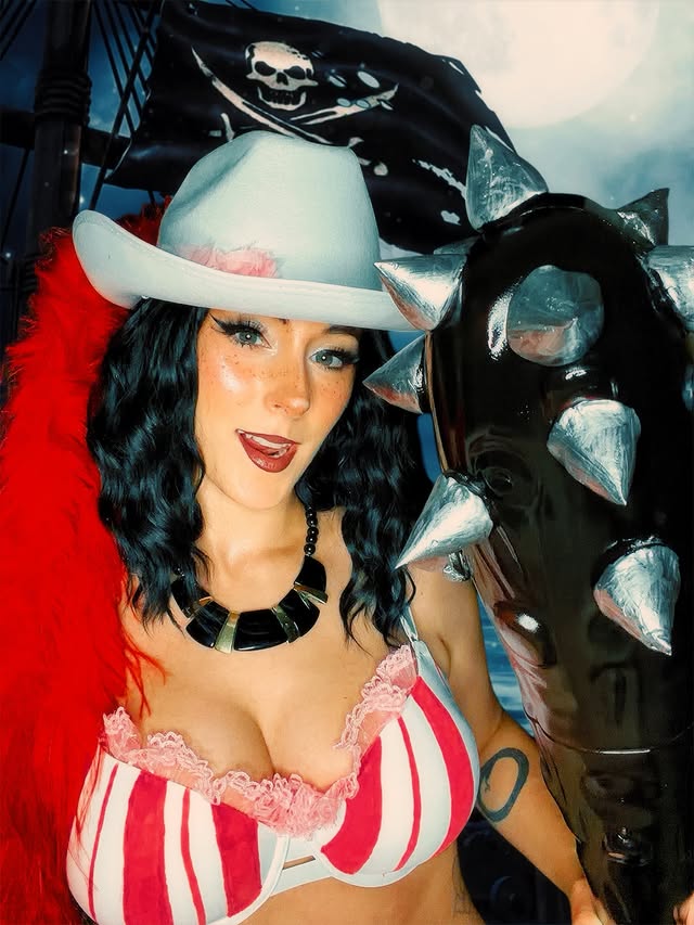 Instagram post by @thegratefulgore for ColourPop Cosmetics. Caption reads: Alvida 🏴‍☠️ One Piece Collab with these amazing....