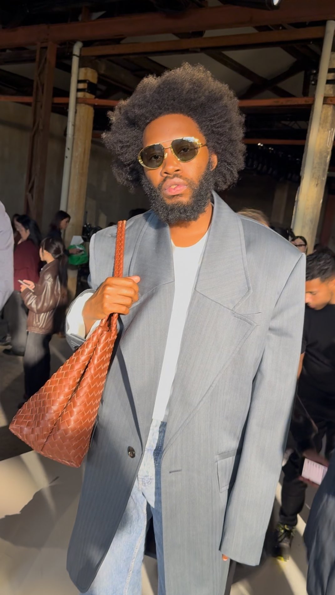 Instagram post by @teovandenbroeke for Esquire. Caption reads: Tonight in Milan, British designer....