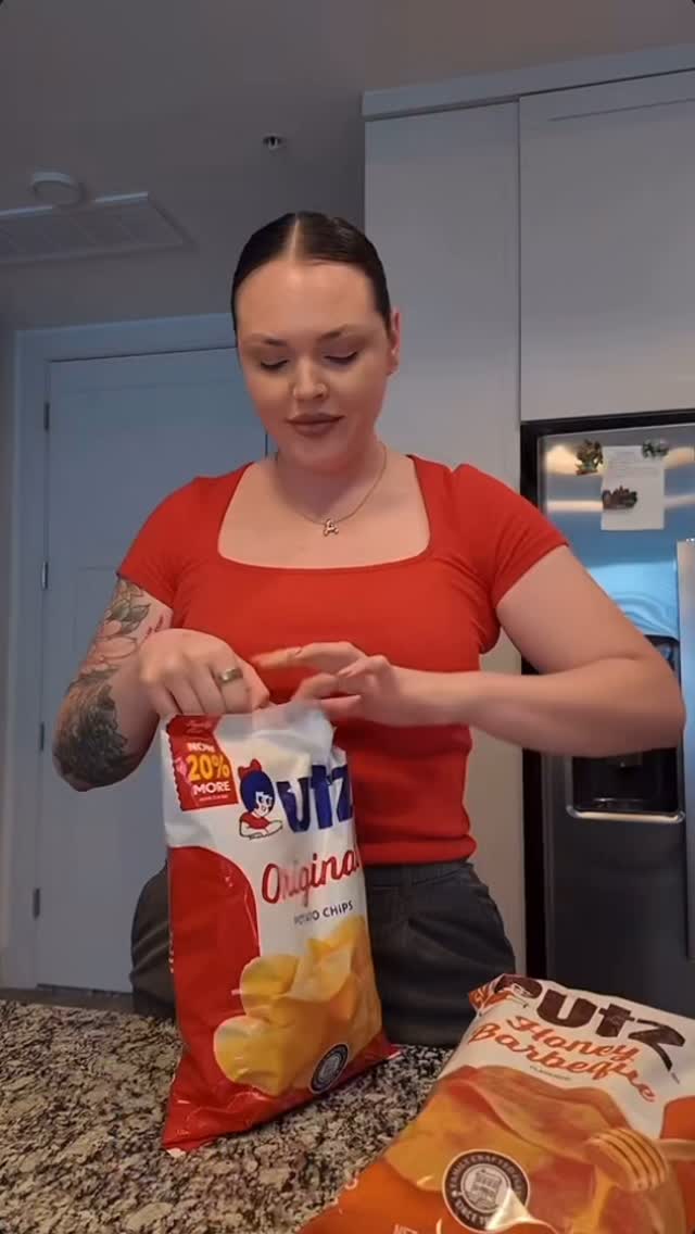 Instagram post by @amyd_3 for Utz Snacks. Caption reads: Found Utz® snacks at Albertsons and had to stock....