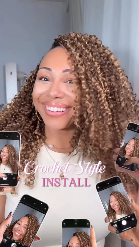 Instagram post by @mz.thora.fit for QVR Hair. Caption reads: [...] crochet hair 18” Hair Linked in Bio 🔗....