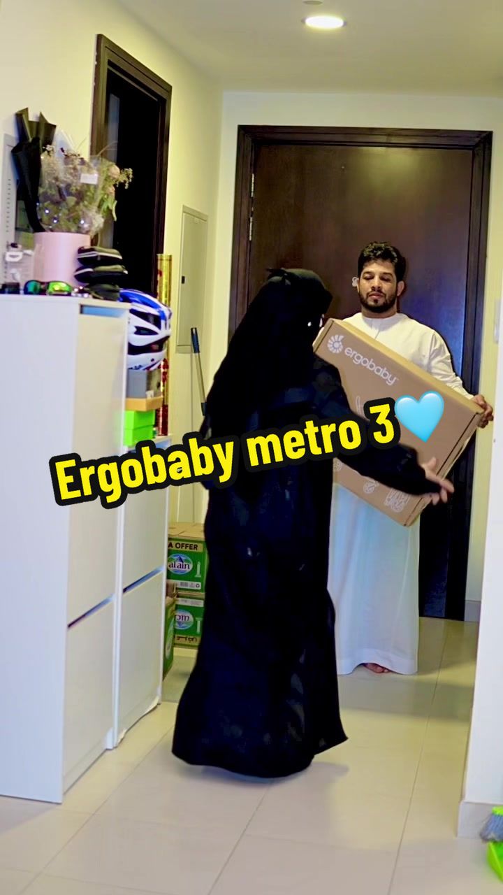 TikTok post by @alikhairah for Ergobaby. Caption reads: Surprise for our ijo 🩵 @Ergobaby  #alikhairah....