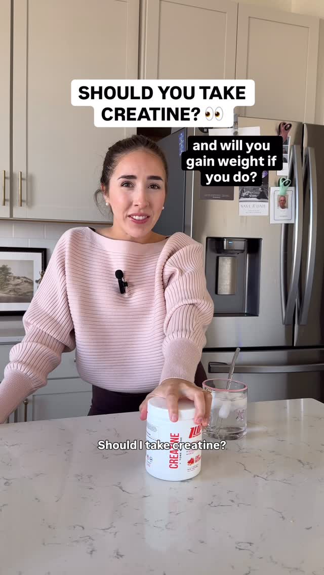 Instagram post by @juliexfit for 1UP Nutrition. Caption reads: Comment “CREATINE” for a pdf going more in depth....