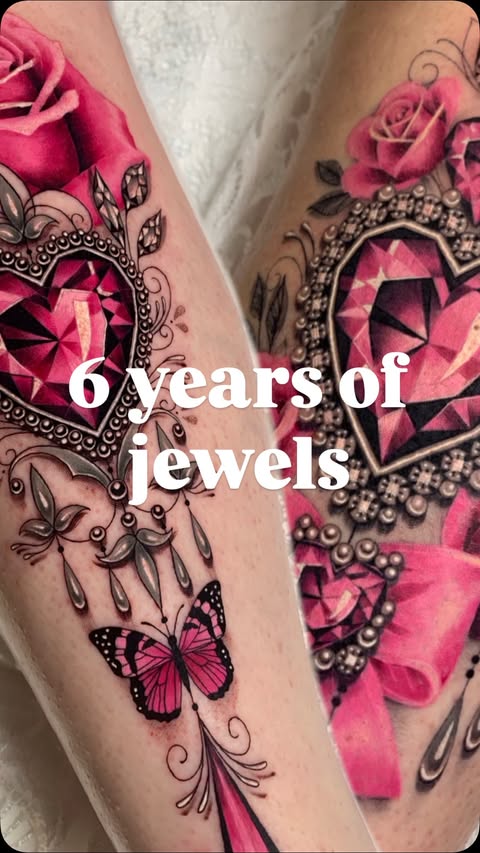 Instagram post by @sarahthirteentattoo for Hustle Butter. Caption reads: I guess I best keep evolving 💕 🩷 This evolution....