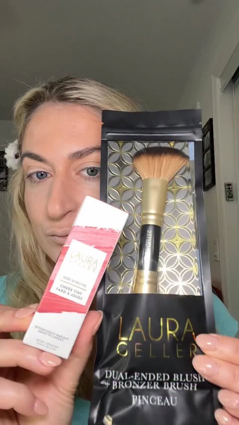 Instagram post by @scooby_and_rusky for – Laura Geller. Caption reads: Skincare-Infused Formula - Combines the hydration....