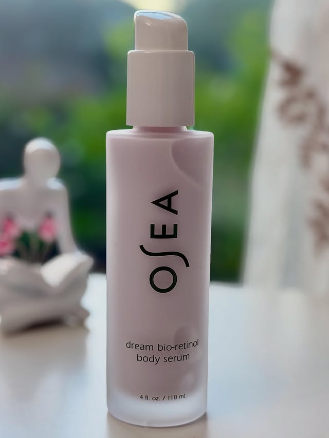 Instagram post by @being_frugal for OSEA Malibu. Caption reads: NEW! OSEA DREAM BIO-RETINOL BODY SERUM 🌊
A dreamy....