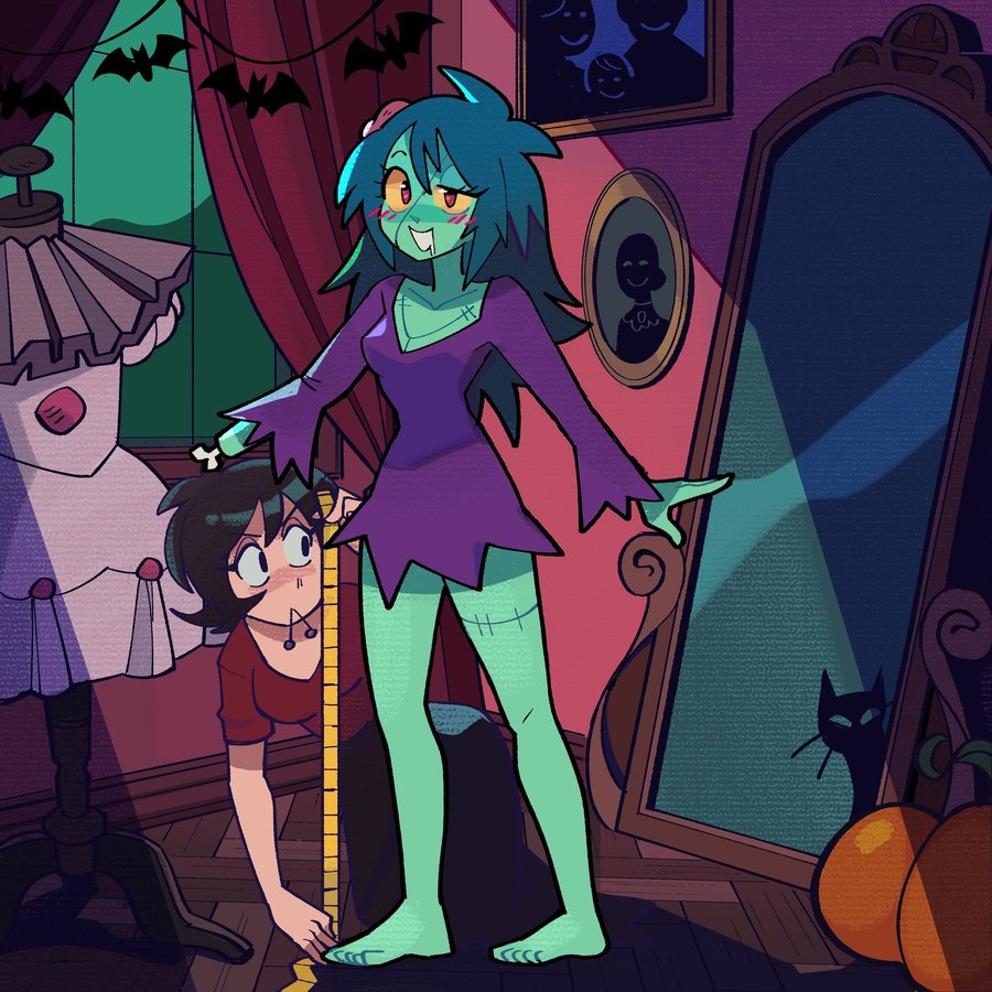 Instagram post by @ana.pijamas for Clip Studio Paint. Caption reads: Spooky illustration for a giveaway in my X account....