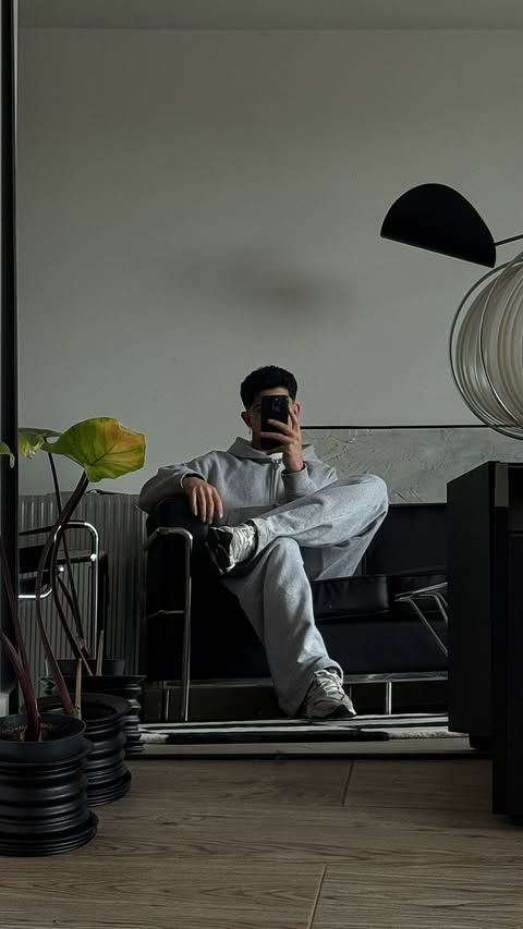 Instagram post by @najibasma for OMHU. Caption reads: This sofa makes me very happy 💆🏻‍♂️ @omhu_cph AD.