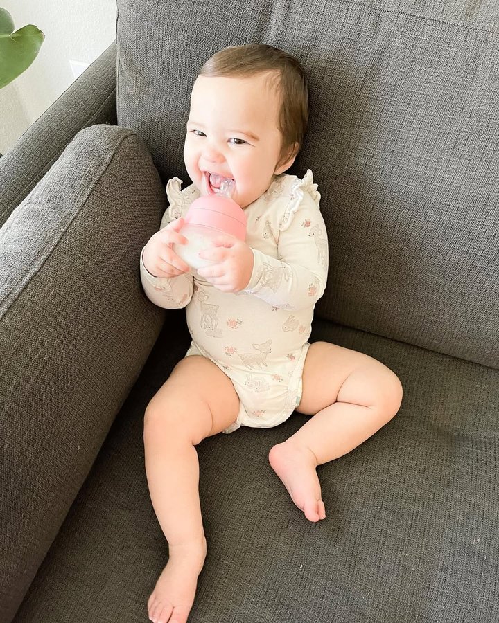 Instagram post by @frishmuthfamily for Nanobébé. Caption reads: 10 months of this girl bringing us pure joy!!! By....