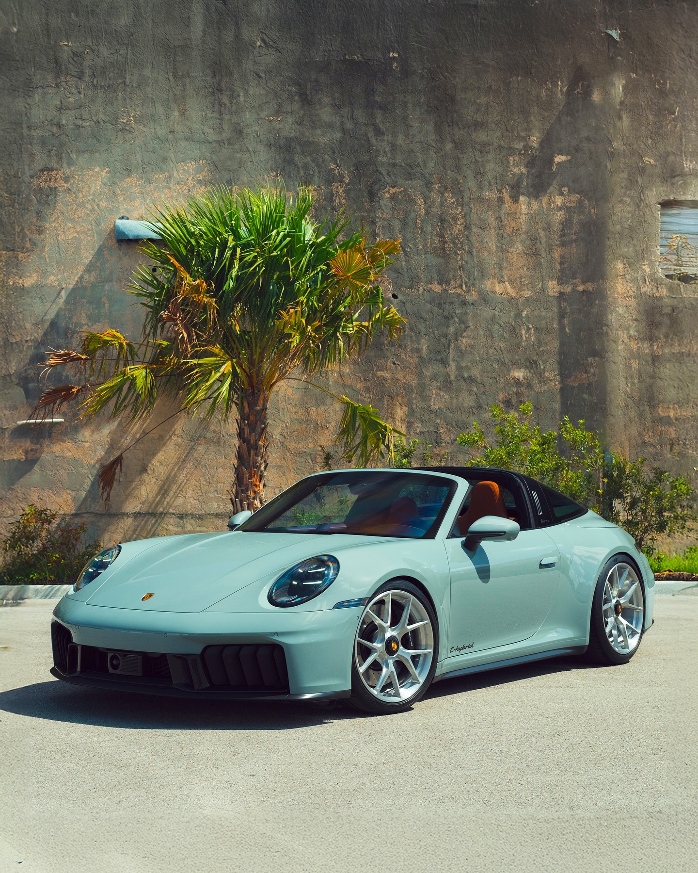 Instagram post by @brndnslvra for Porsche. Caption reads: No Shade 😎 Shade Green 992.2 on @velosdesignwerks....
