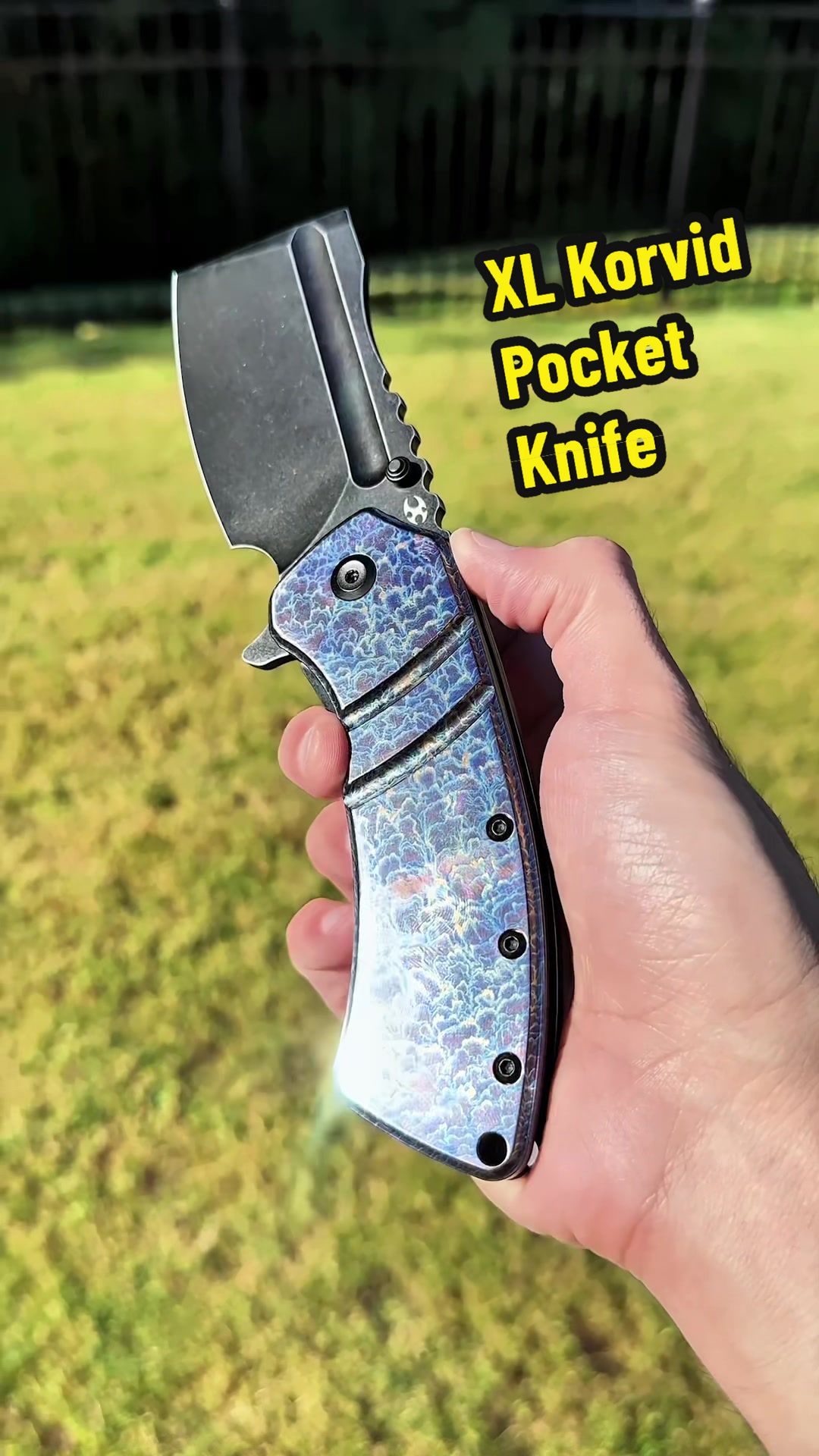 TikTok post by @bladedistrict for Kanseptknives. Caption reads: You like big pocket knives? Then check out the....