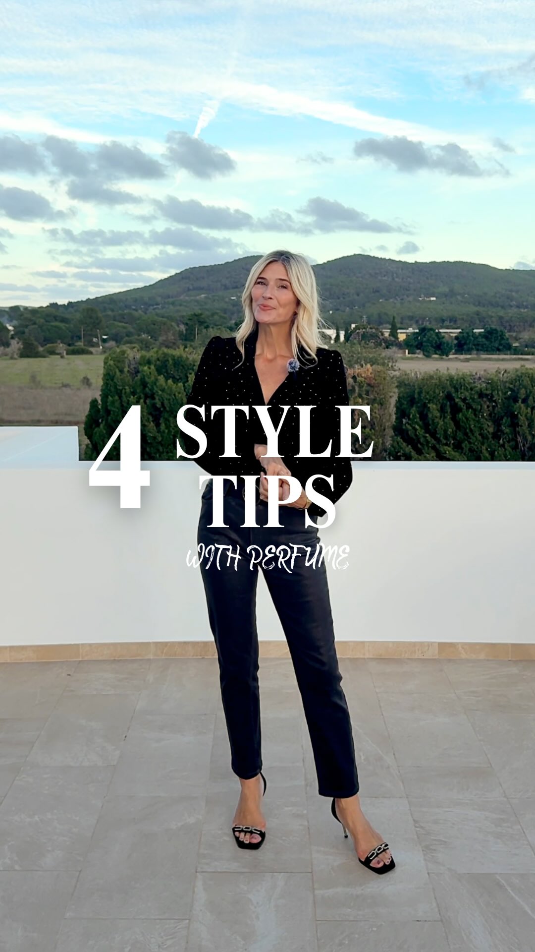 Instagram post by @fashionandstyleedit for The Perfume Shop. Caption reads: GRWM with 4 perfume style tips @theperfumeshop....