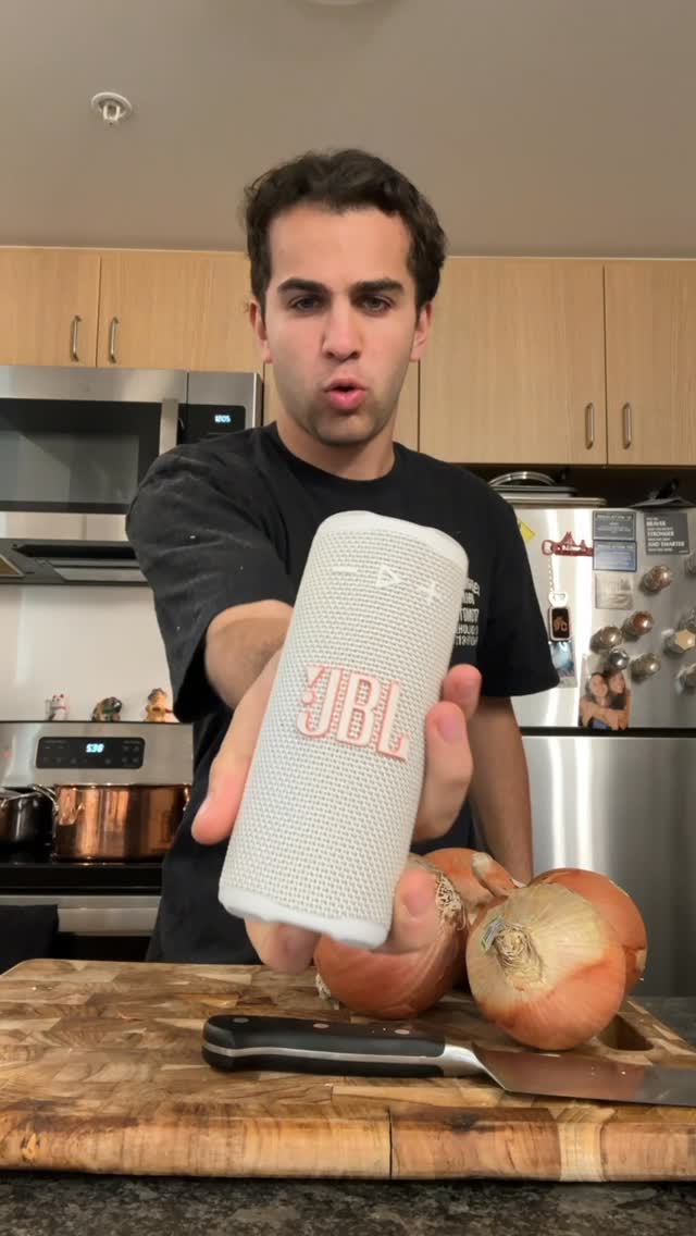 Instagram post by @mmerril for JBL. Caption reads: She said her go-to meal was a can of soup… so I....