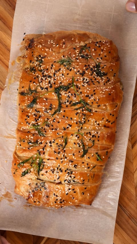 Instagram post by @brandongouveia for Amazon Fresh. Caption reads: #Ad 5-Spice Maple Salmon Wellington flaky salmon....