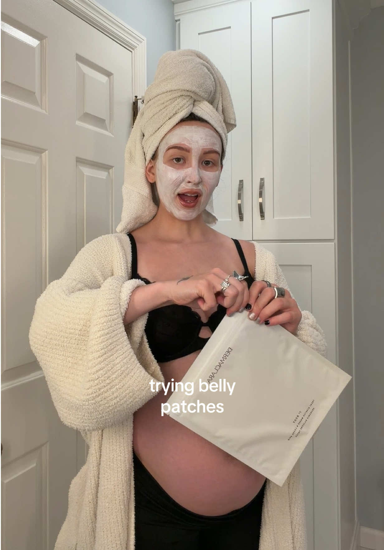 TikTok post by @cayceedotcom for Dermaclara. Caption reads: [...] your bump!! brooklyn loves it too lol....