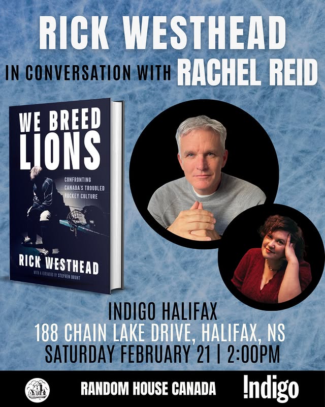 Instagram post by @rachelreidwrites for Random House Group. Caption reads: 🏒⛸️ SPECIAL EVENT 🏒⛸️ ⁠ ⁠ Join award-winning TSN....