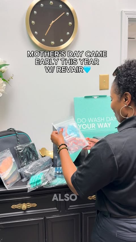 Instagram post by @miaa.ashantii for RevAir • Reverse-Air Dryer. Caption reads: My mom is superrrr picky so I had to make sure I....