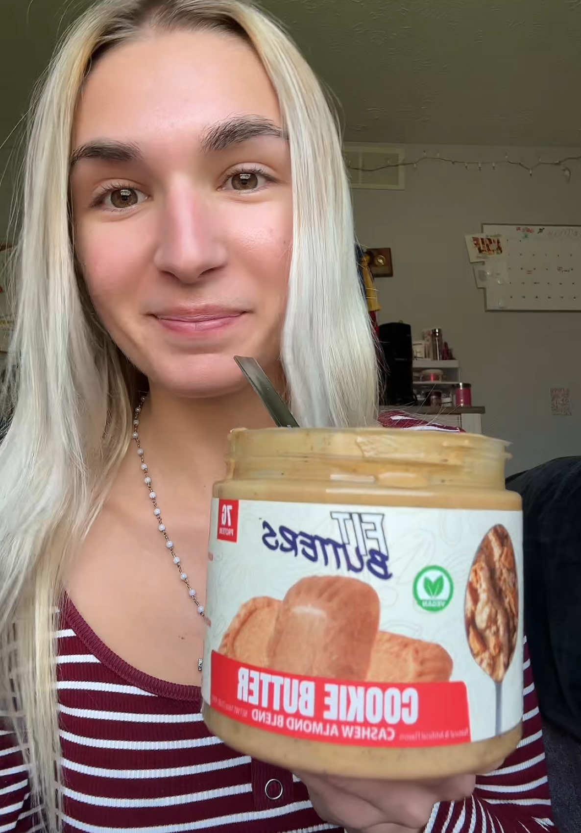 TikTok post by @taylormaerlender for FIt Butters. Caption reads: [...] this delicious Cashew Almond Butter!....