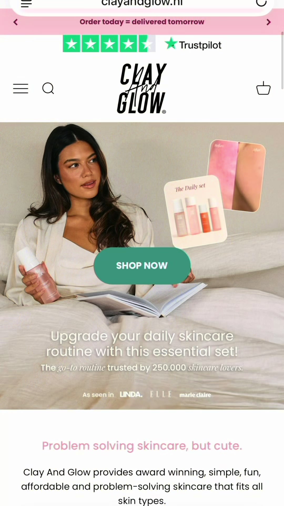 TikTok post by @xbrandymegens for Clay And Glow. Caption reads: Wat heb jij op jouw Clay and Glow wishlist staan?....