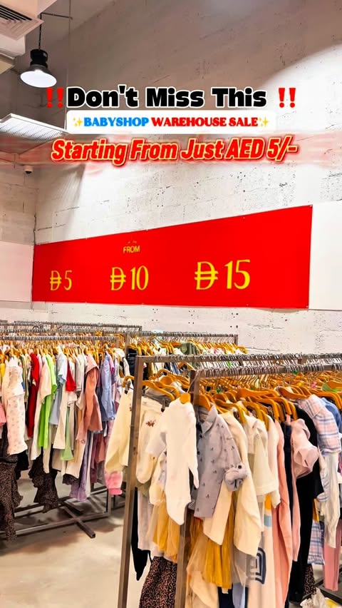 Instagram post by @samsvloggg for Babyshop. Caption reads: 🛍️ Babyshop Warehouse Sale
Starting from 5, 10 &....