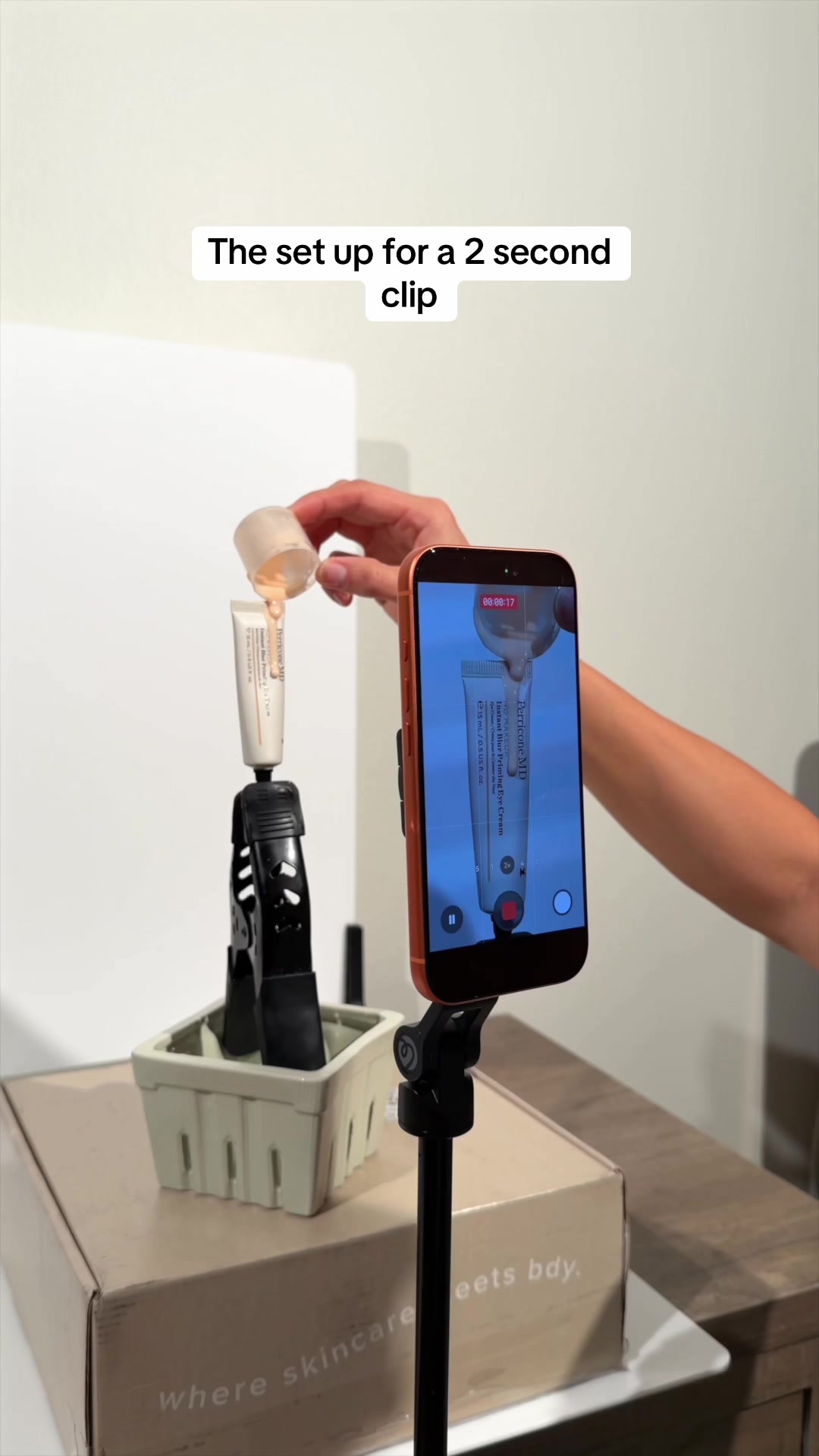 TikTok post by @juliets.ugc for Perricone MD. Caption reads: Behind the scenes of a recent video with....