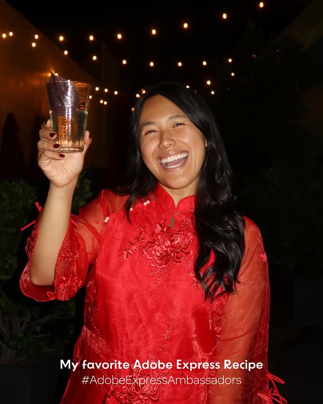 Instagram post by @camly.me for Adobe Live Community. Caption reads: Just like a good cocktail 🍹, my favorite....