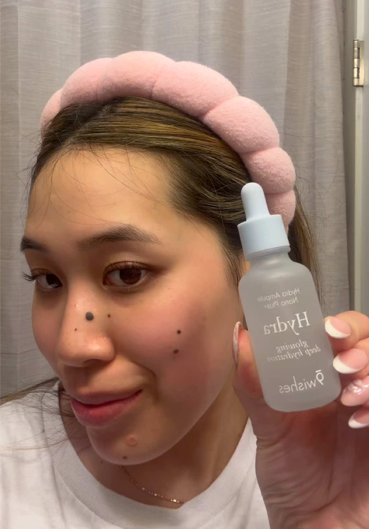 TikTok post by @sabrinaxchen_ for Hwahae Global Official. Caption reads: 9wishes Hydra Ampole Nanoplus @9wishes....