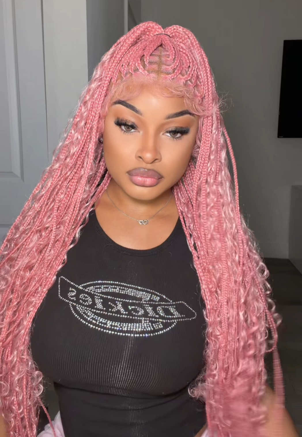 TikTok post by @misskvycee for Supernova Hair. Caption reads: Pink is so my color now 💖🎨🎀@Supernovahair #pink....