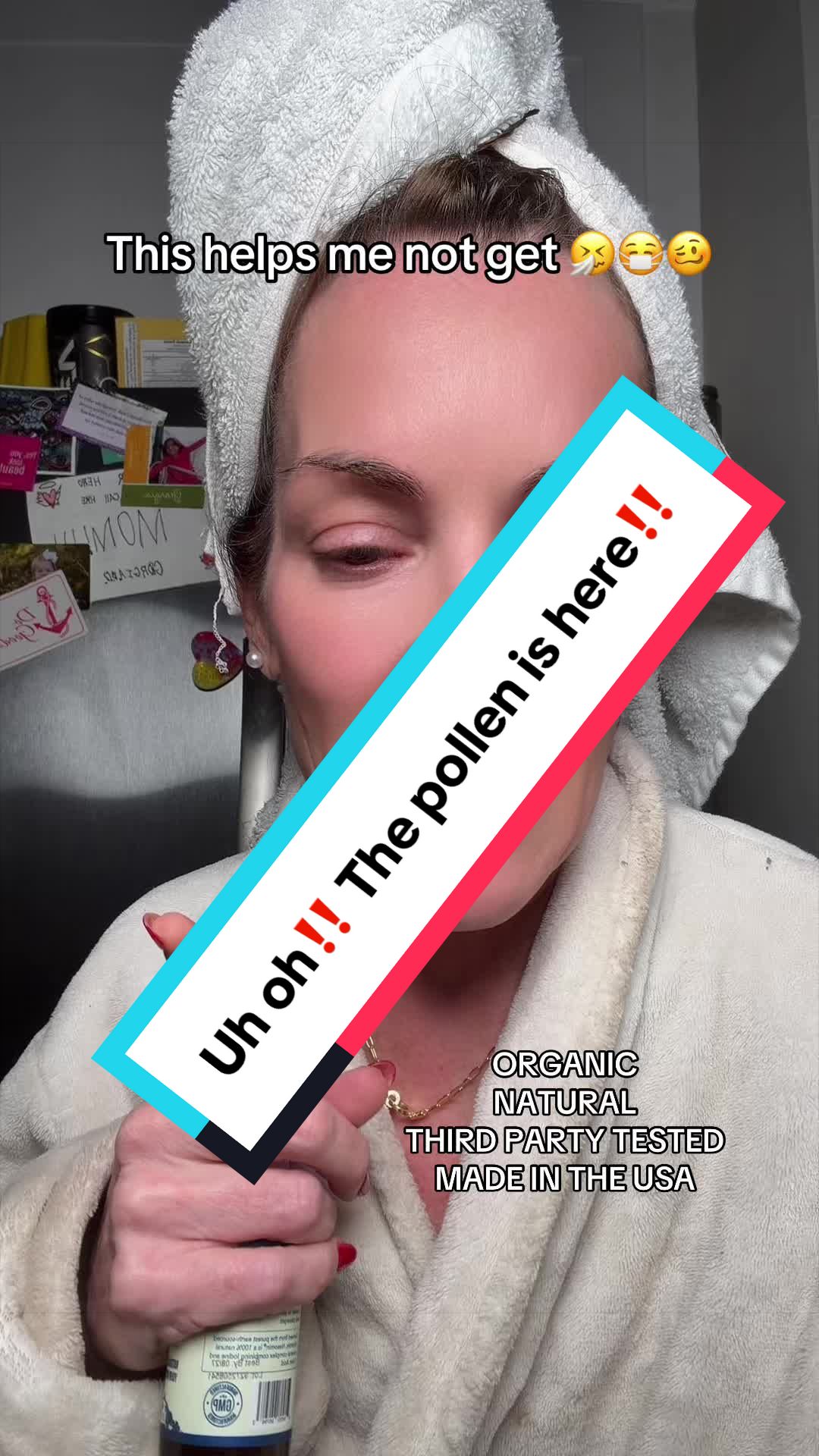 TikTok post by @robinsfavorites for Triquetra Health. Caption reads: Love the NASOMIN IODINE SPRAY by TRIQUETRA❤️‼️....