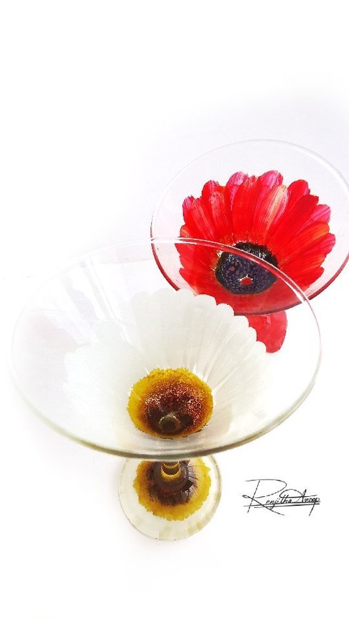 Instagram post by @onestrokeart16_renjithaanoop for DecoArt. Caption reads: [...] You Try ✨ Round Brush Flower....