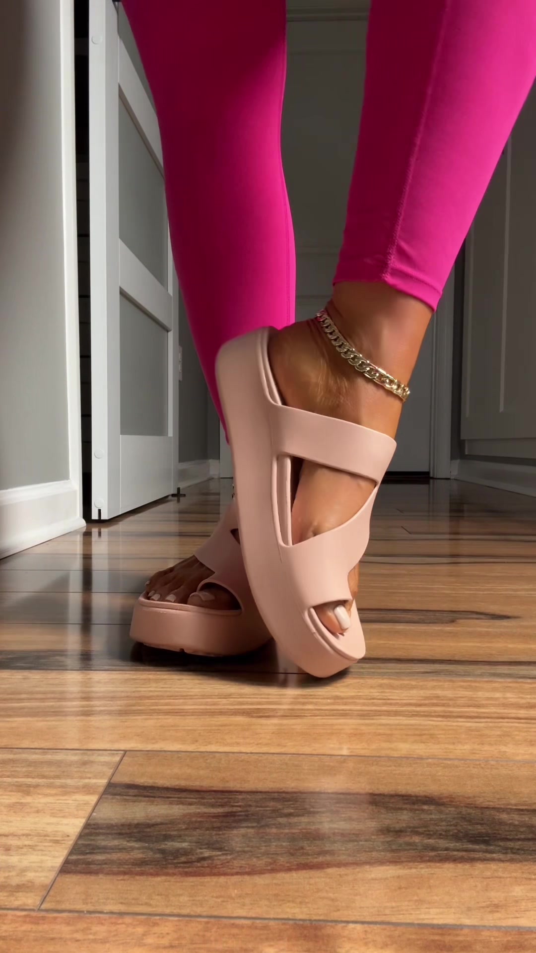 TikTok post by @itsmagsanddavid for Crocs. Caption reads: @Crocs Comfiest sandals for walking are Crocs....