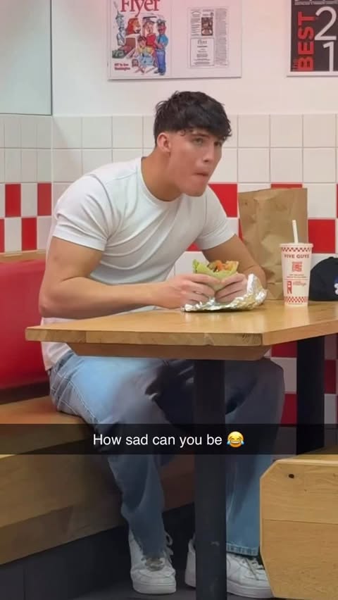 Instagram post by @joefazer for Five Guys Burgers & Fries. Caption reads: AD Under 250 cals. 24gs of protein. The Lettuce....