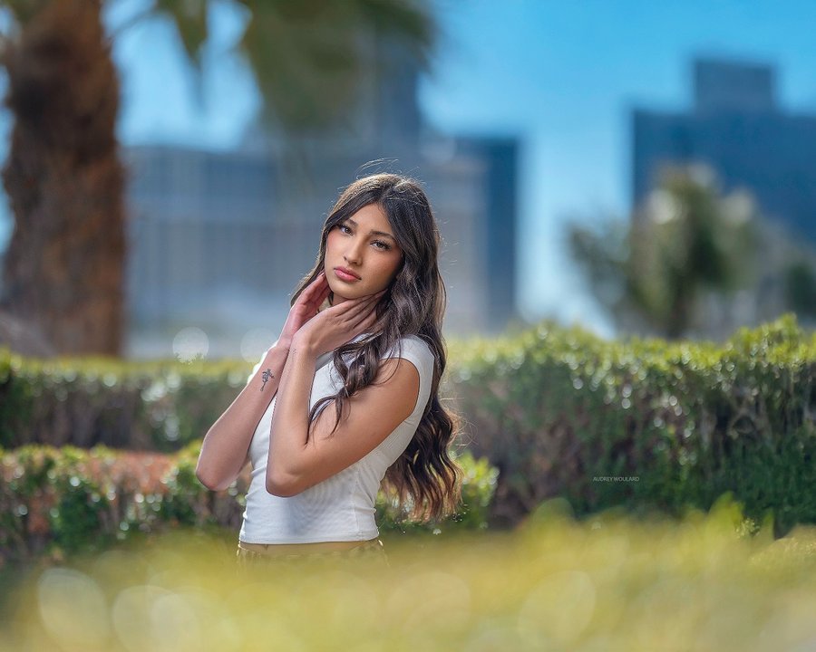 Instagram post by @audreywoulard for Westcott Lighting. Caption reads: [...] + #NIKKOR Z 85mm f/1.2 S Light -....