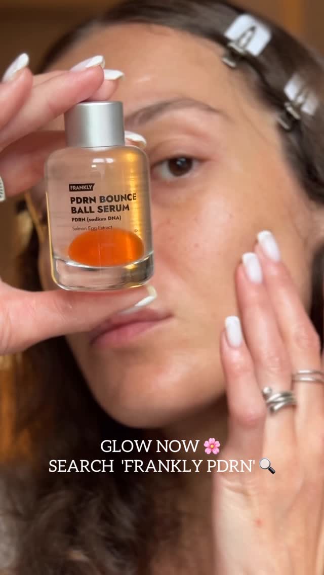 Instagram post by @glowwithmur for FRANKLY. Caption reads: Glow instantly with Frankly’s PDRN Bounce Ball....
