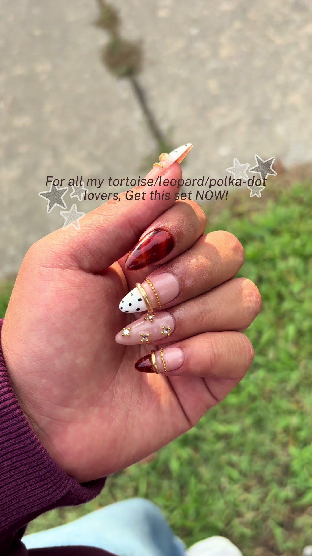 TikTok post by @yohana_ambrocio for Ersa Nails. Caption reads: [...] favorite trends in a cute set!🐆💅🏼....