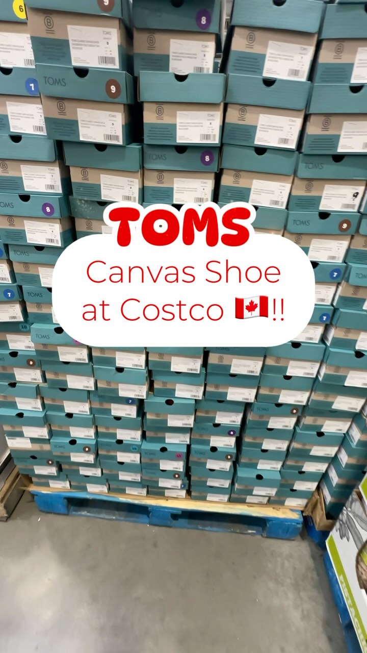 Instagram post by @costcofindscanada for TOMS. Caption reads: @toms Canvas Shoe is back at Costco Canada!!....