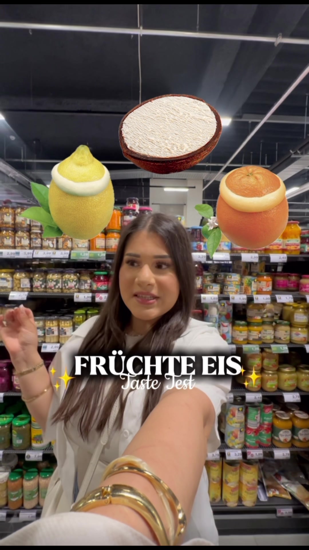 TikTok post by @dunja.nfs for EDEKA. Caption reads: Omg wie krasss @EDEKA 🥥🍊🍋| IG: dunja.nfs✨....