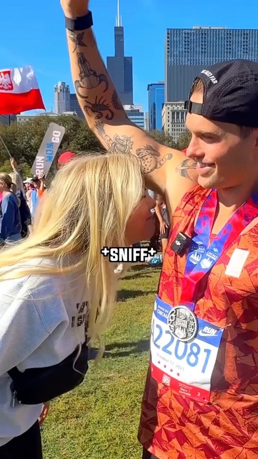 Instagram post by @jeremymille.r for EVERY MAN JACK. Caption reads: [...] at the Chicago Marathon, the new....