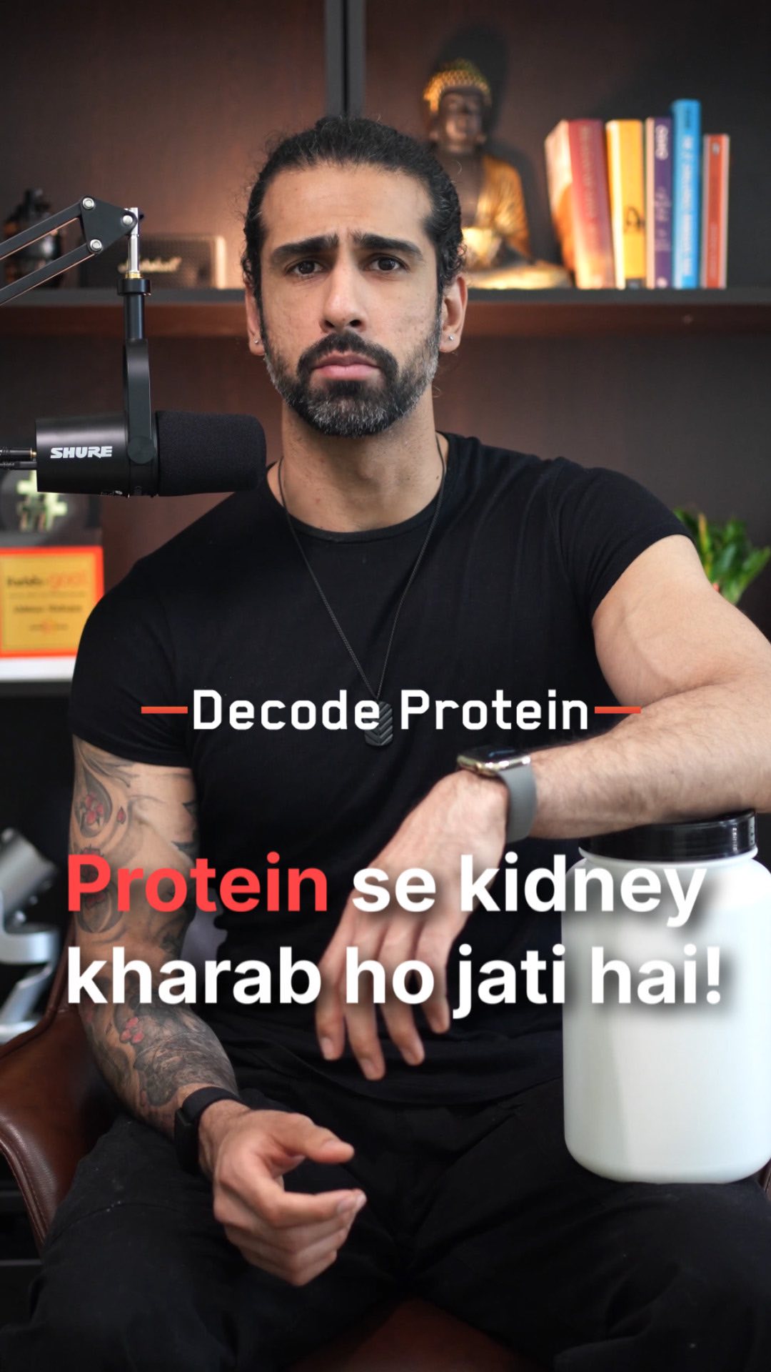 Instagram post by @abhinavmahajanlife for Optimum Nutrition Egypt. Caption reads: Protein myths ko side karo science ko trust karo!....