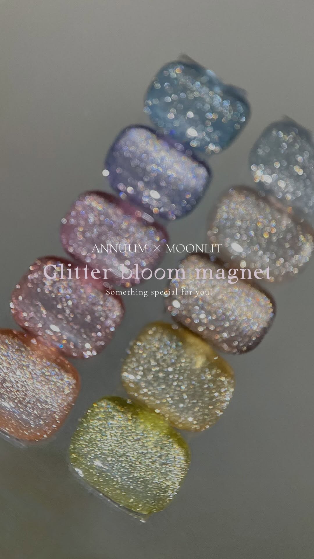 Instagram post by @moonlit_shop for Rakuten. Caption reads: BWJにて新登場💖
Glitter bloom....