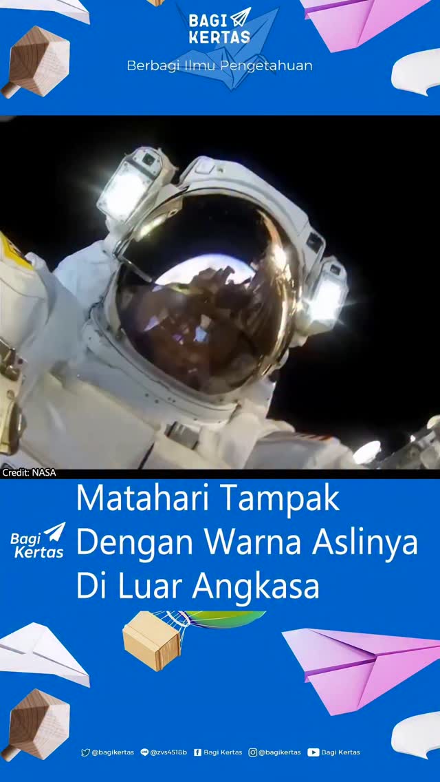 Instagram post by @bagikertas.id for NASA. Caption reads: Pernah penasaran kenapa Matahari terlihat kuning....