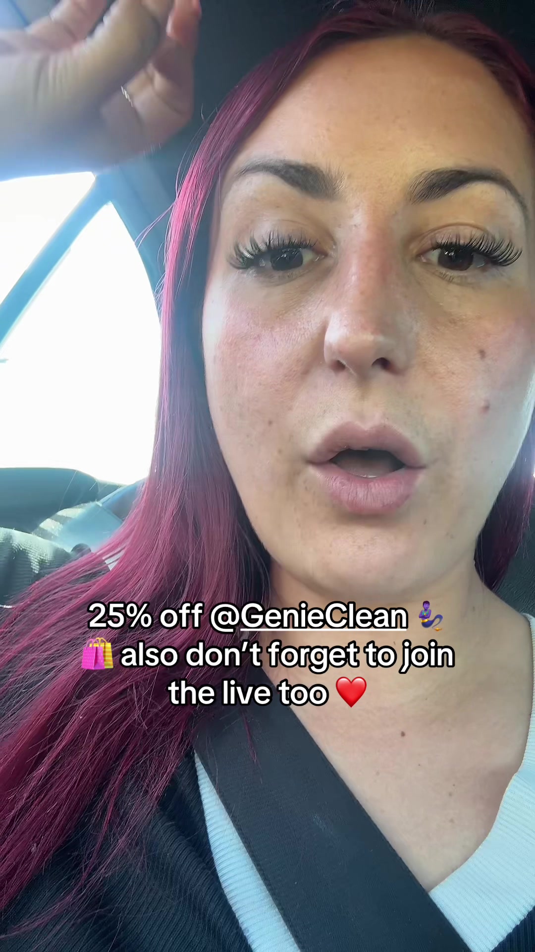 TikTok post by @sara.jones92 for Genie Clean. Caption reads: [...] From now until the 19th of July 🧞🛍️ @Genie....