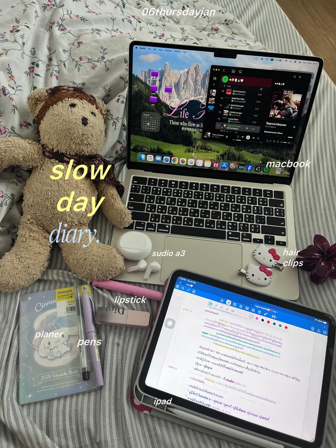 Instagram post by @06thursdayjan for Sudio. Caption reads: ❤︎ life update 🛌🫰🏻
slow day with final prep🥹....