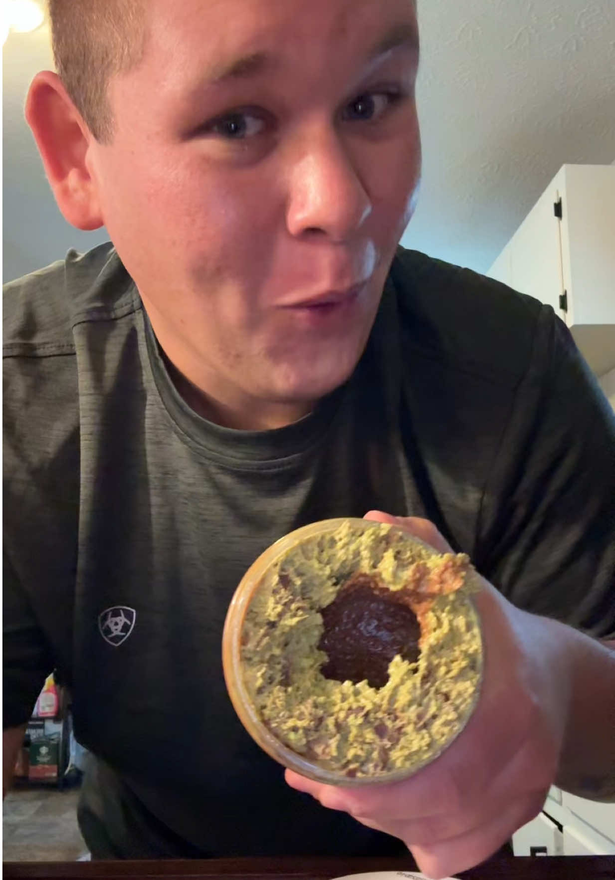 TikTok post by @rileygmitchell for Nerdy Nuts. Caption reads: [...] #foryoupage #comedy #dubaichocolate....