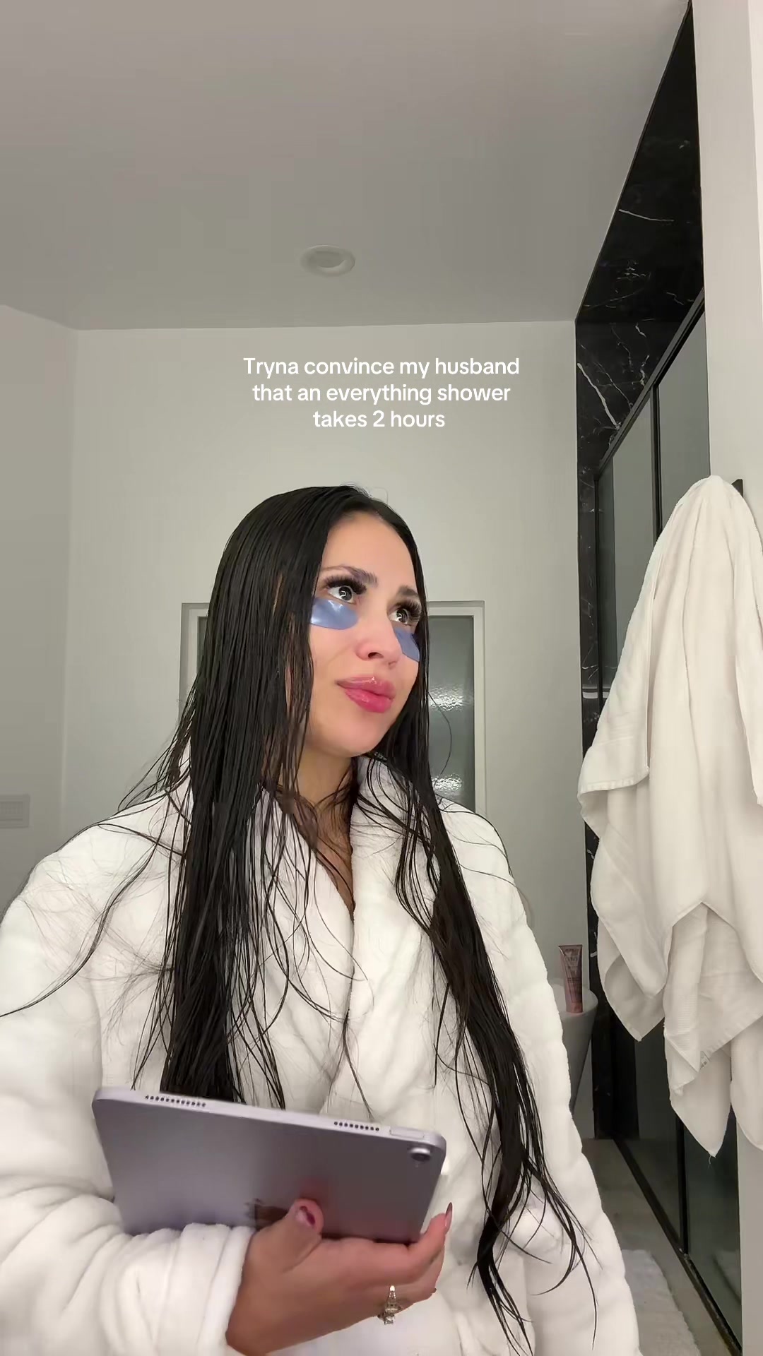 TikTok post by @lilianapadillah for Summer Fridays. Caption reads: [...] the longest 🥹 #justagirl #everythingshower....