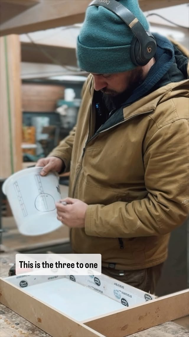 Instagram post by @lighthouse_boston for TotalBoat. Caption reads: [...] #woodworking #woodshop #resin #diy....